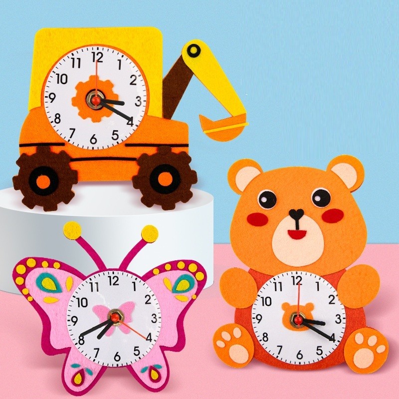Bellini - DIY mainan / kerajinan tangan menempel jam / standing clock anak anak motif binatang C023