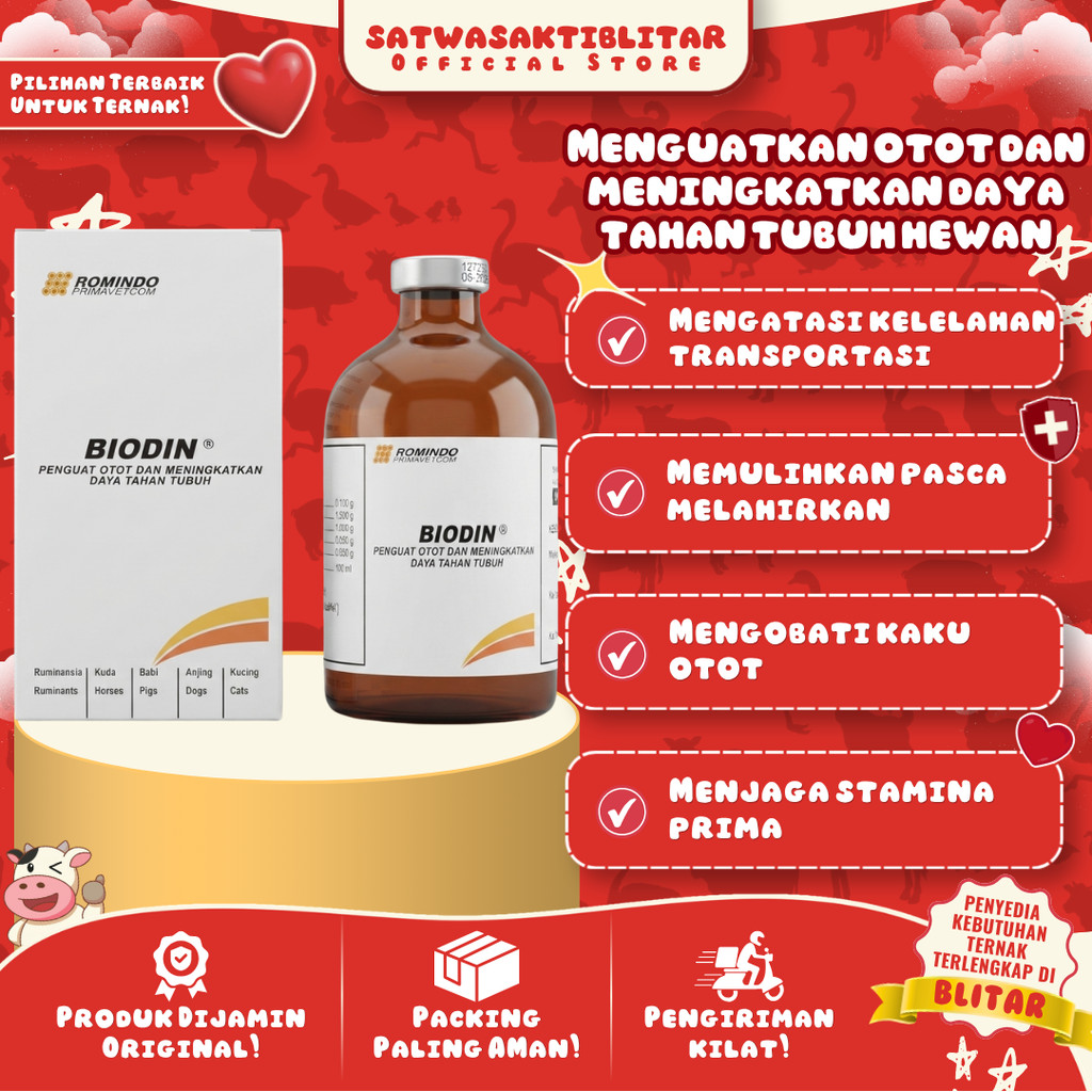 BIODIN 100 ML INJEKSI ATP INTRAMUSKULAR UNTUK HEWAN BESAR