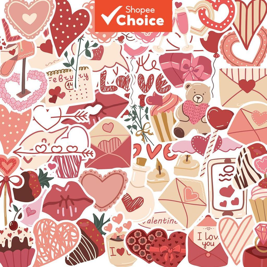 Valentine's Day Graffiti 290PCS Aesthetic Sticker Suitable for DIY Handbags, Helmets, Desktop Mugs, 