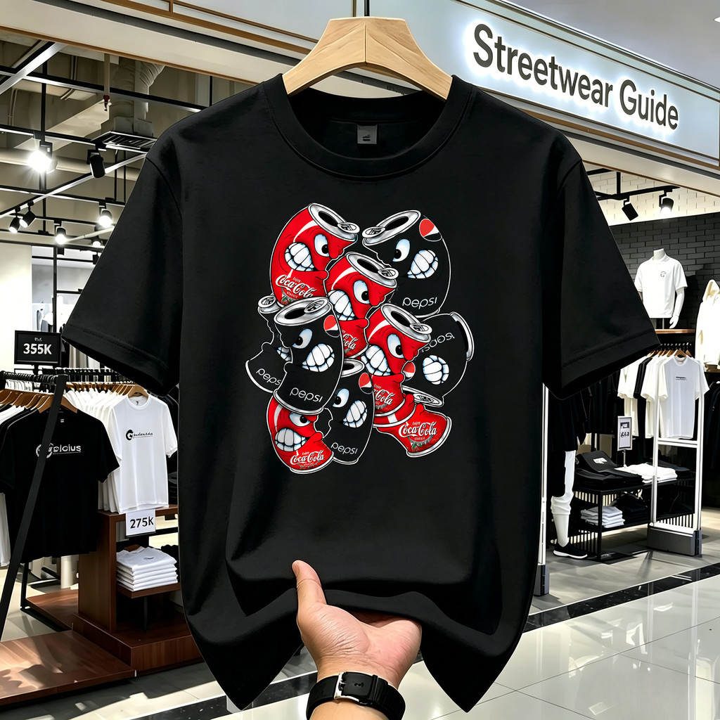 Kaos Band Shirt Unisex Coca Cola Pepsi Kaleng Kartun Retro