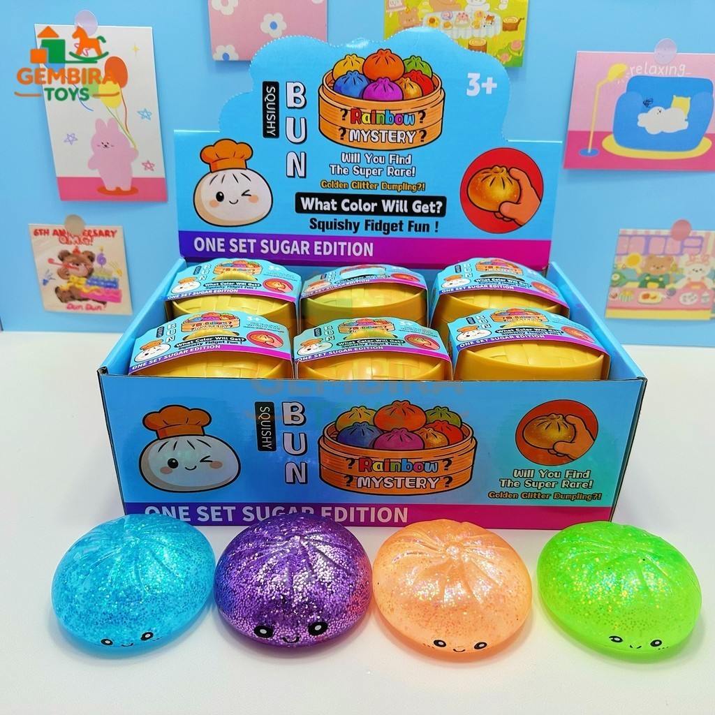 GEMBIRA TOYS Mainan Squishy Bakpao Mini Warna-warni Pereda Stres Anak Mainan Fidget Hadiah Natal