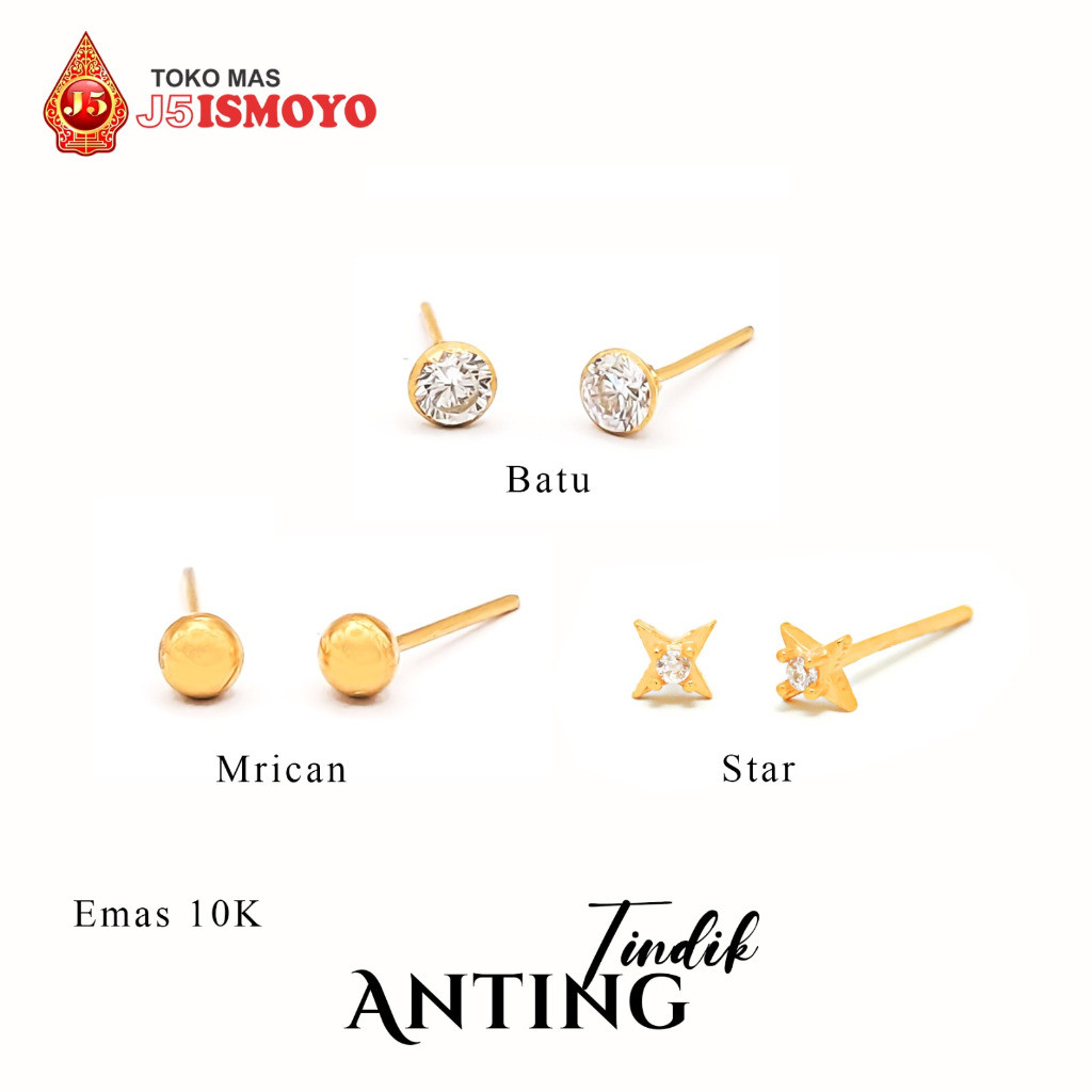 Anting Emas Tindik Pria Wanita Berat Super Ringan (TM) J5 Ismoyo