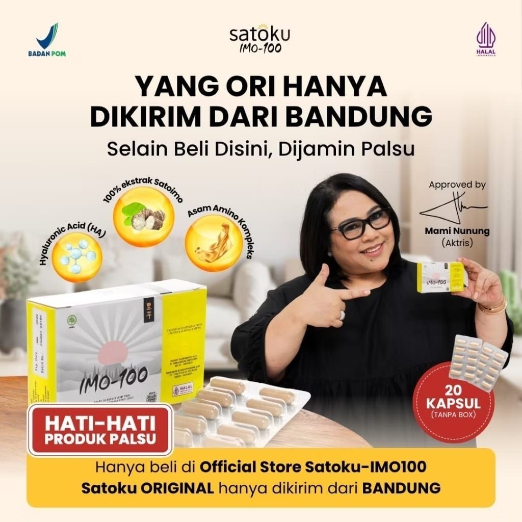 Terlaris Satoku Imo-100 Original Nyeri Sendi Asam Urat Kolesterol Obat Herbal Ampuh Megamove Artribl