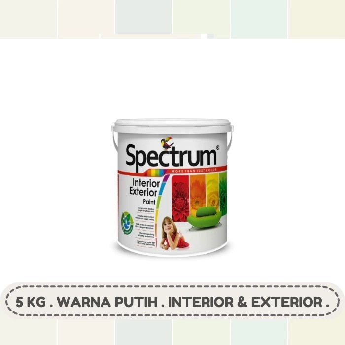shinomarket - Cat Tembok Spectrum Putih 5 Kg - Cat Dinding Interior & Eksterior / Cat Putih Spectrum
