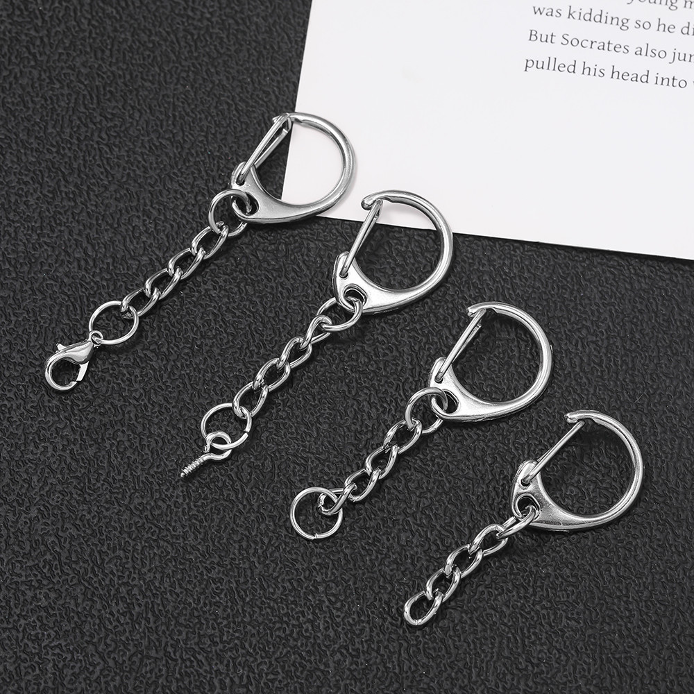 St.kunkka D-Shaped Alloy Keychain Bag Charms Split Ring/Lobster Clasp/Screw Eye Hook 10Pcs