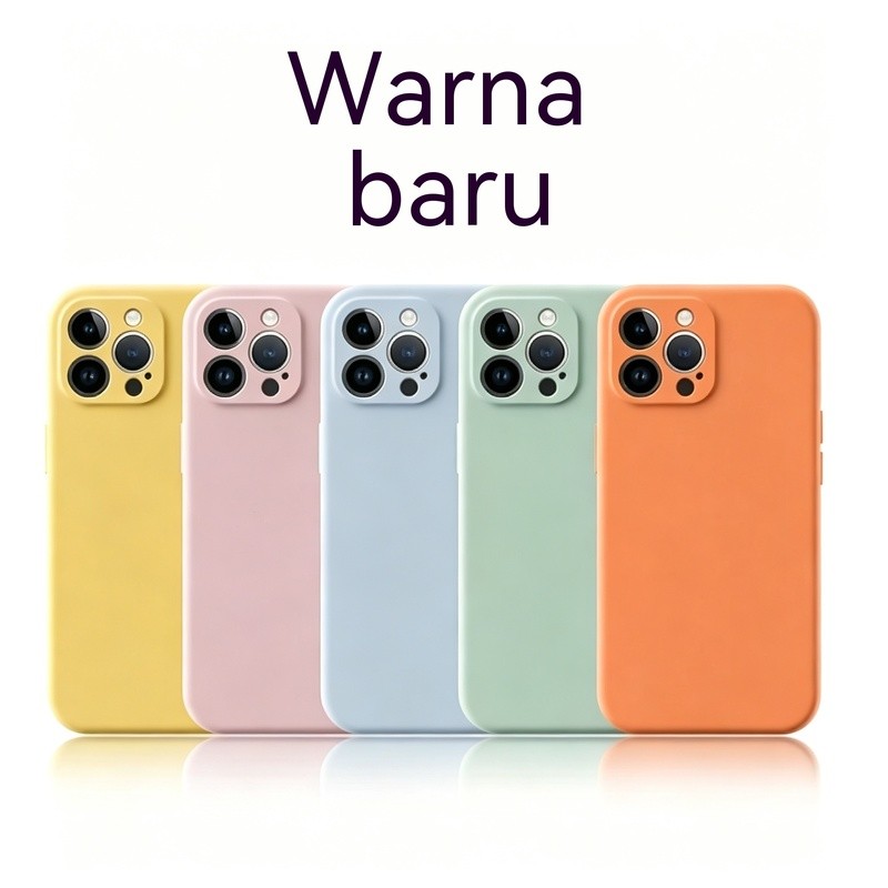 Casing ponsel warna solid cocok untuk iPhone 15/16/17, silikon cair, merek trendi, kesan mewah, gaya