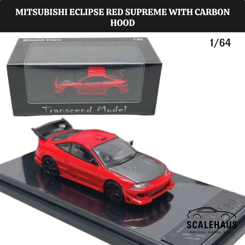 Transcend Model 1/64 Mitsubishi Eclipse Red Supreme with Carbon Hood