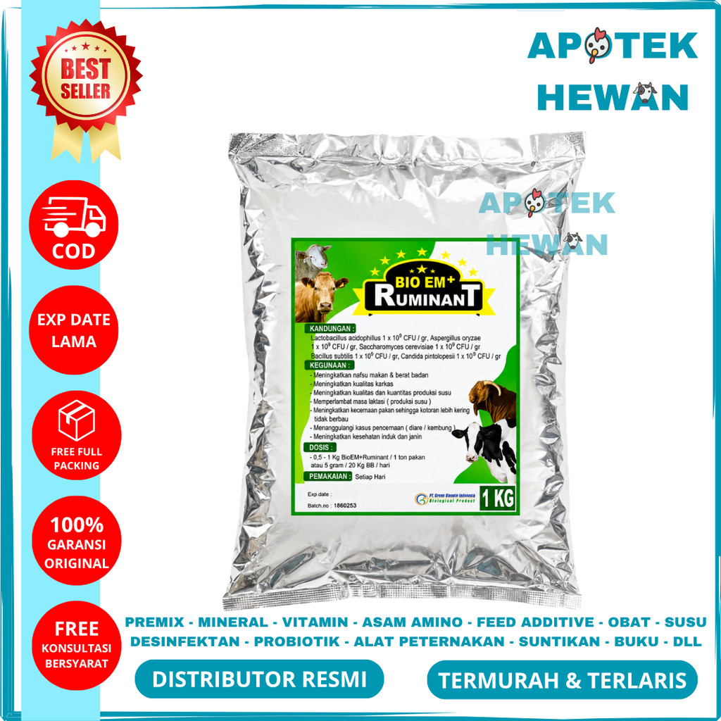 BIO EM PLUS 1 KG - Probiotik Serbuk Peternakan Fermentasi Pakan - Probiotik Sapi Domba Kambing