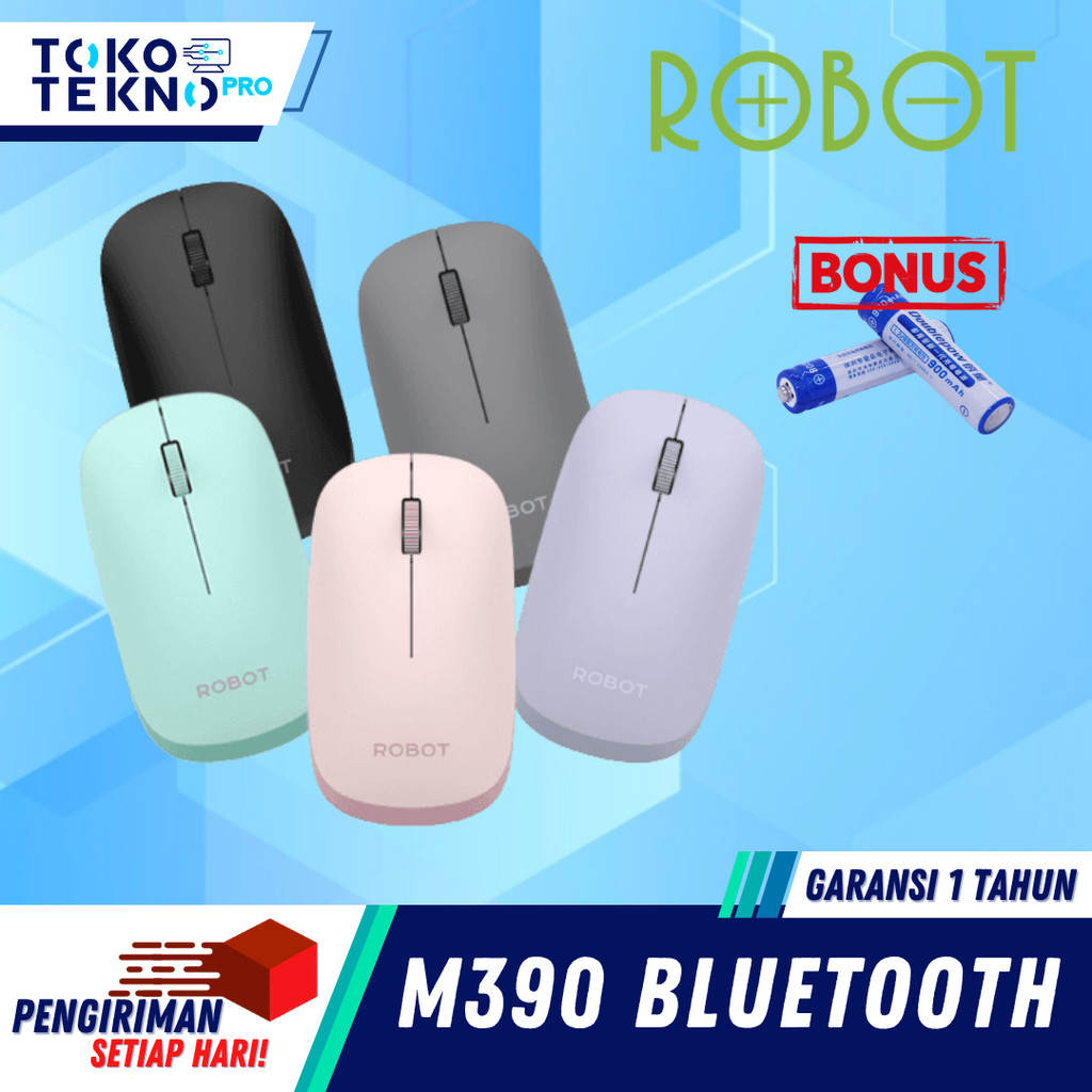 Robot M390 / M-390 Bluetooth Wireless Mouse Silent Click Colorful