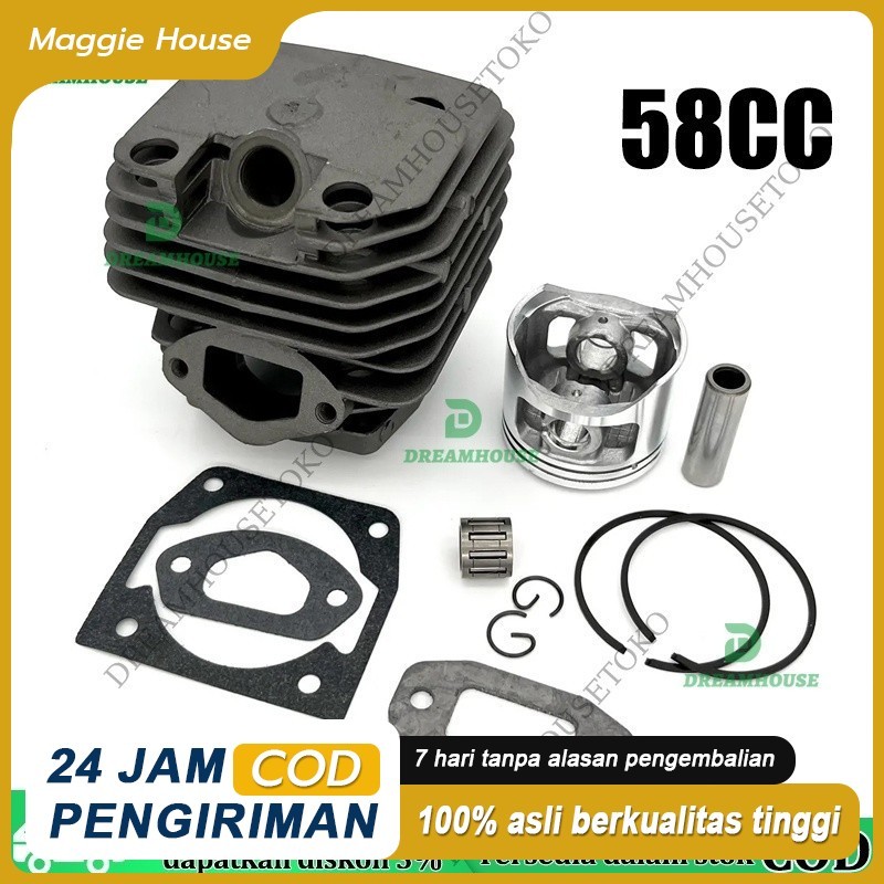 Cylinder Block Assy Komplit Blok Chainsaw 58cc/52cc+paking kop diameter 45.2mm Chainsaw komplit