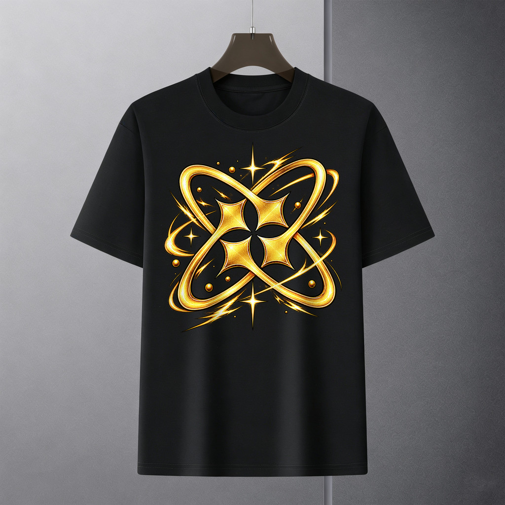 Kaos Pendek Motif Kupu-Kupu Abstrak Emas Dengan Gaya Kaos Metal Artistik, Oversize Tshirt Unisex Ber