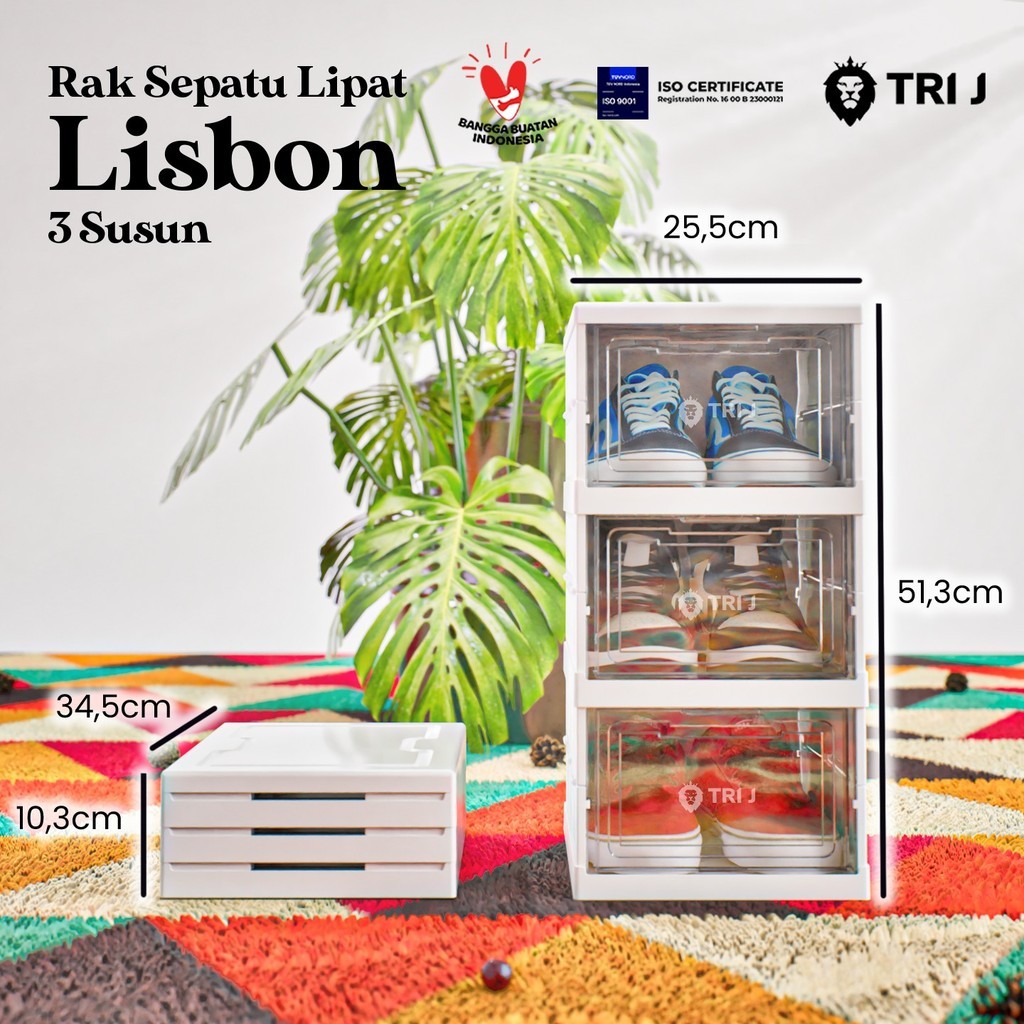 Rak Sepatu Lipat Lisbon 3 susun - TRI J