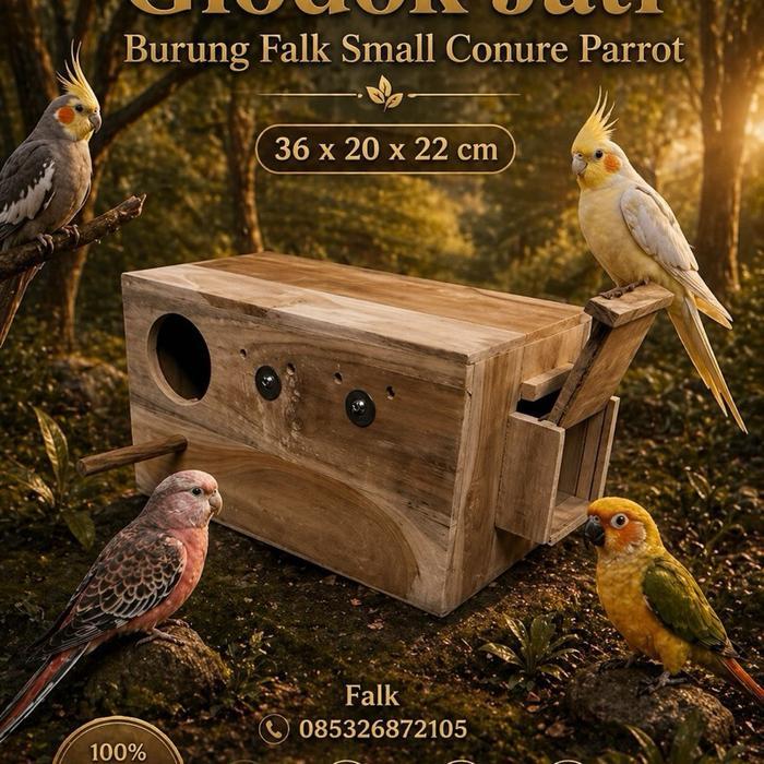 GLODOK KAYU JATI FALK COCKATIELS  PINEAPPLE CONURE PARROT FINISHING HALUS SS