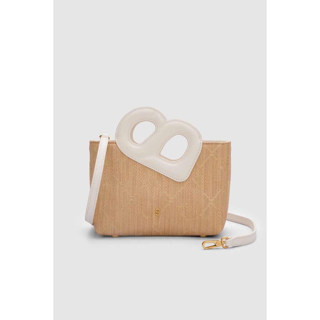 Buttonscarves Nina Wicker Straw Bag - White