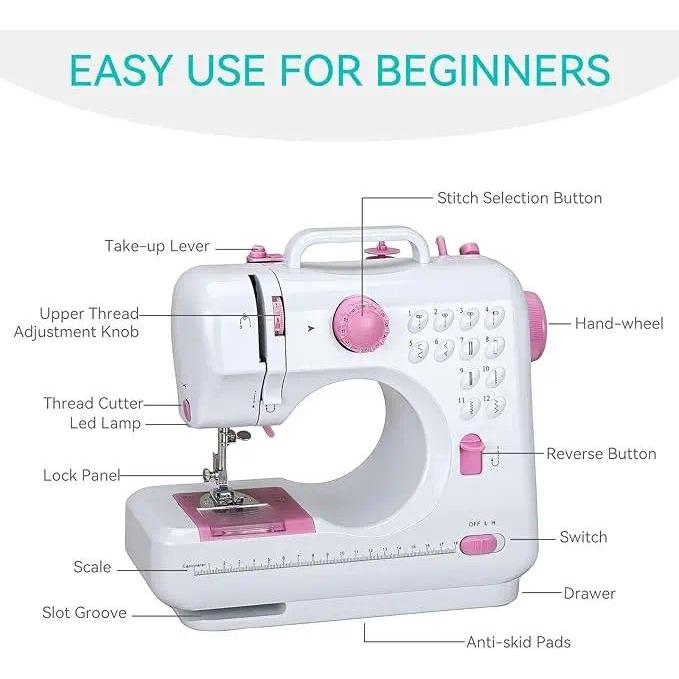 Sewing machine, with 12 stitch patterns and speed electric sewing machine, portable multifunction se