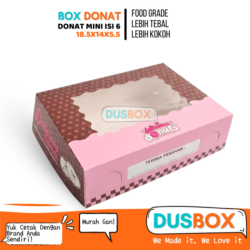 Box Donat Mini isi 6 | Dus Donat Mini | Dus Donat 18.5x14x5.5 cm
