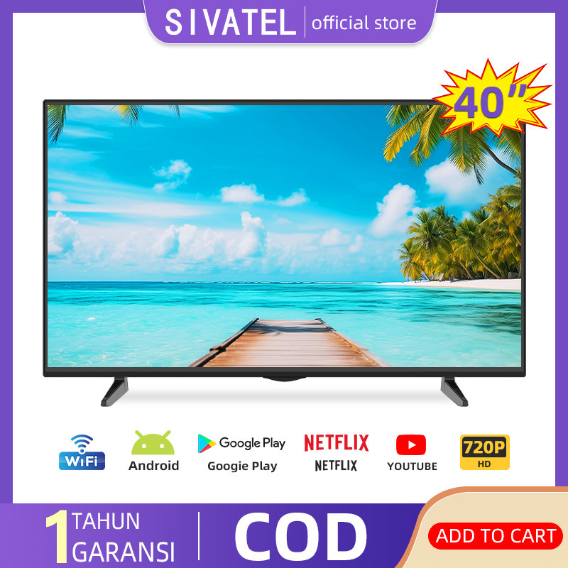 Sivatel TV Smart 40 inch TV FHD LED TV Android 11.0 Televisi YouTube -WiFi-Garansi 1 Tahun