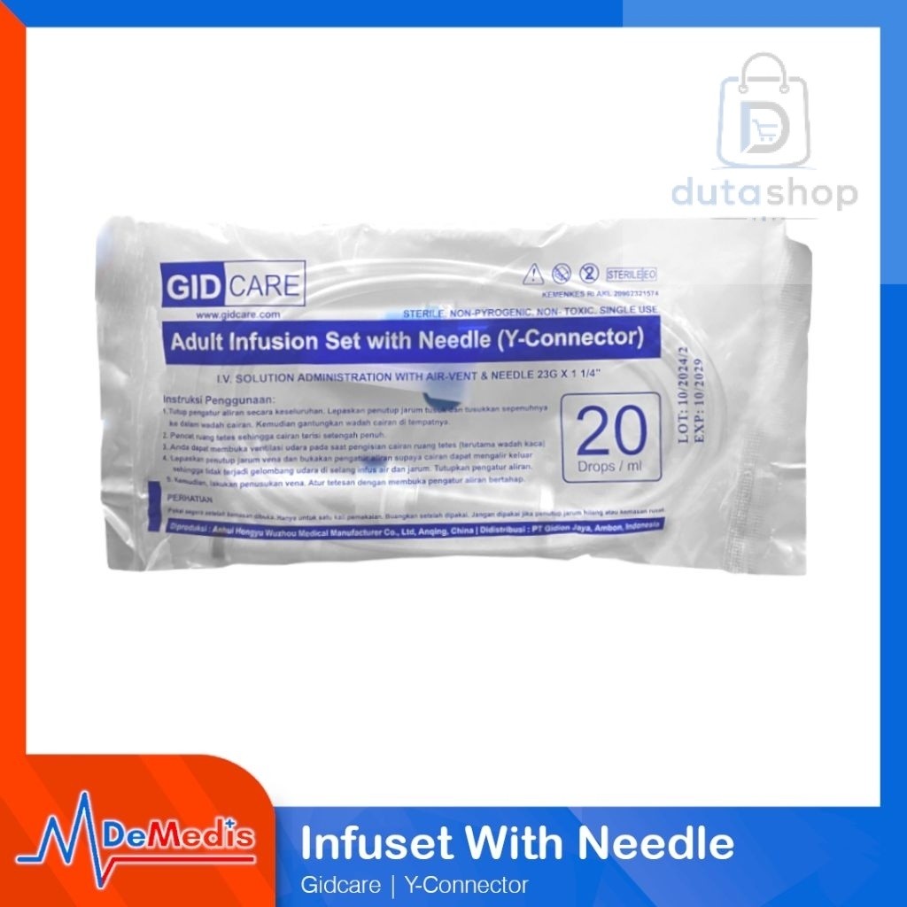 Infus Set Dewasa Tipe Y Connector GIDCARE Selang Infus Adult Infusion Set With Needle