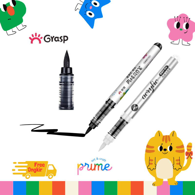 Grasp Acrylic Marker Satuan Warna Hitam/penebal garis crayon (GMM5105)