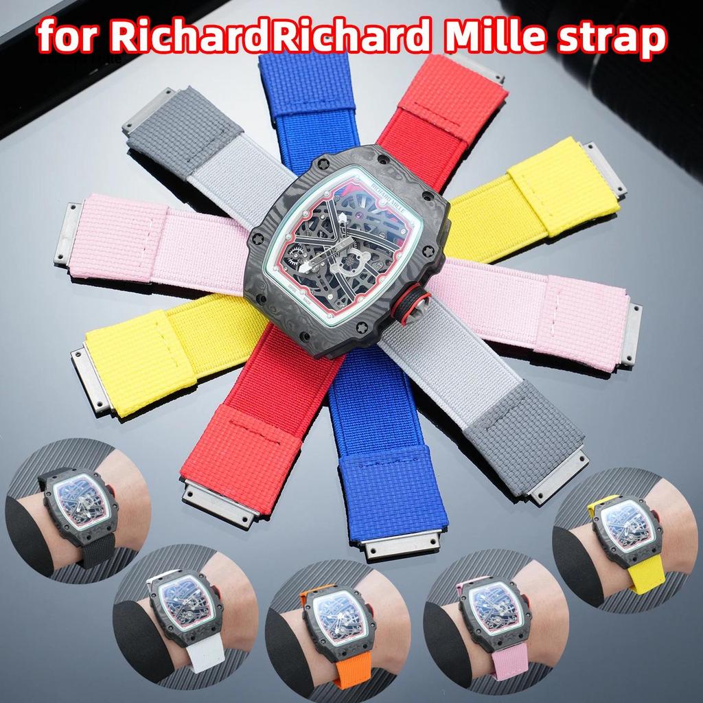 Custom Elastic Nylon FKM Watch Band For Richard Mille RM35-02/RM67-02/RM030/RM055/RM67-01/02 Screw D