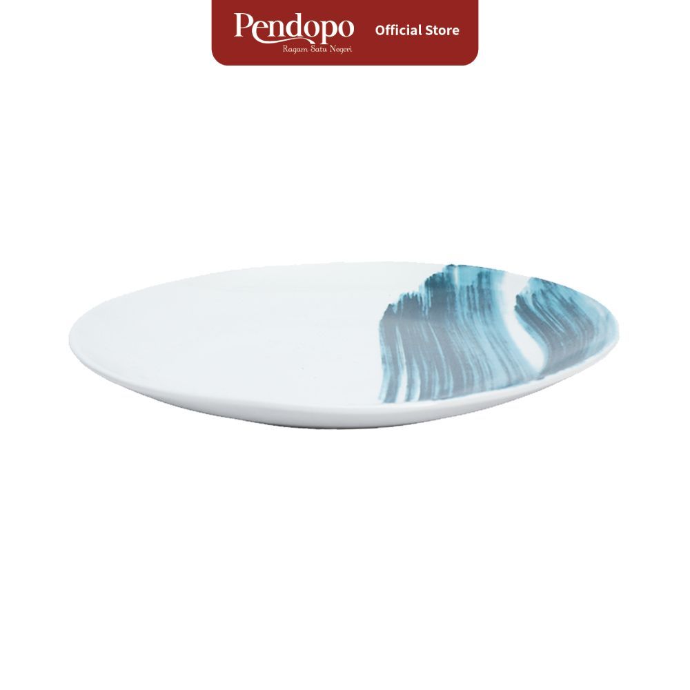 Pendopo Kopin Porcelain Kopin Indigo Piring Makan Porcelain Brush 20 cm - Mix Plate Dinner Plates Ae