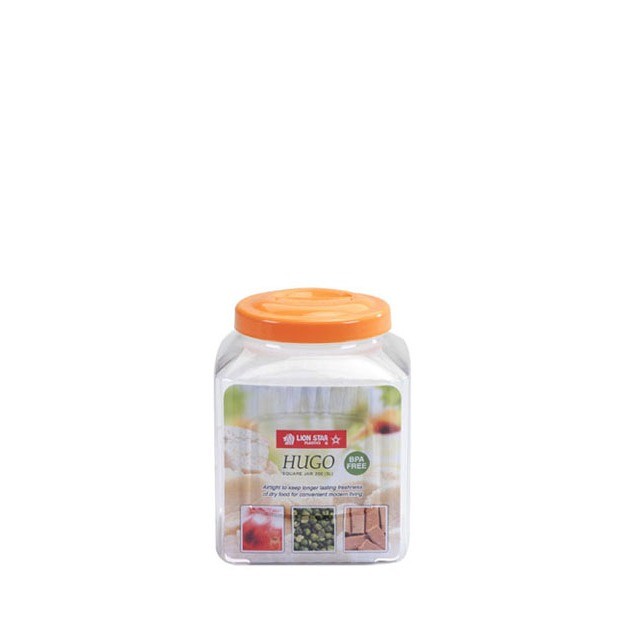 TOPTON Lion Star PP-50 Hugo Square Jar 200 Toples Kerupuk 3 Liter Toples Plastik Kotak Wadah Snack K