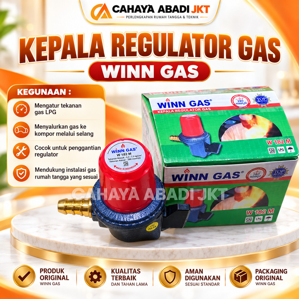 WINN GAS Kepala Regulator Gas LPG / Regulator Kompor Gas / Kepala Regulator Tabung Gas / Pengatur Te