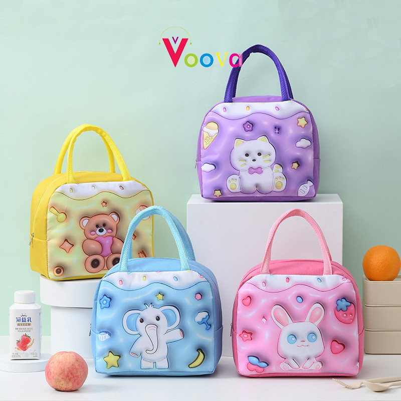 VOOVA Tas Bekal Anak Karakter 3D/ Lunch Bag 3D/ Cooler Bag Makanan/ Tempat Penyimpanan Makanan/ Tas 