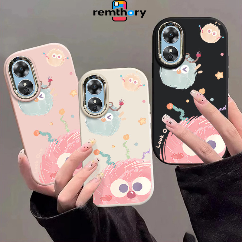 Casing Oppo Kartun tiga bola bulu Soft Case Lucu Chubby Case Fashion Cocok untuk OPPO A16 A16S A54S 