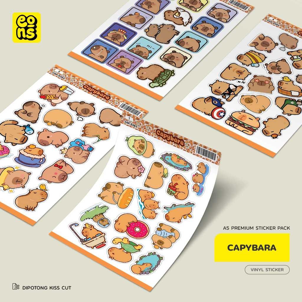 Stiker Capybara Kiss Cut Waterproof – Aesthetic & Lucu untuk Laptop, Motor, dan Helm