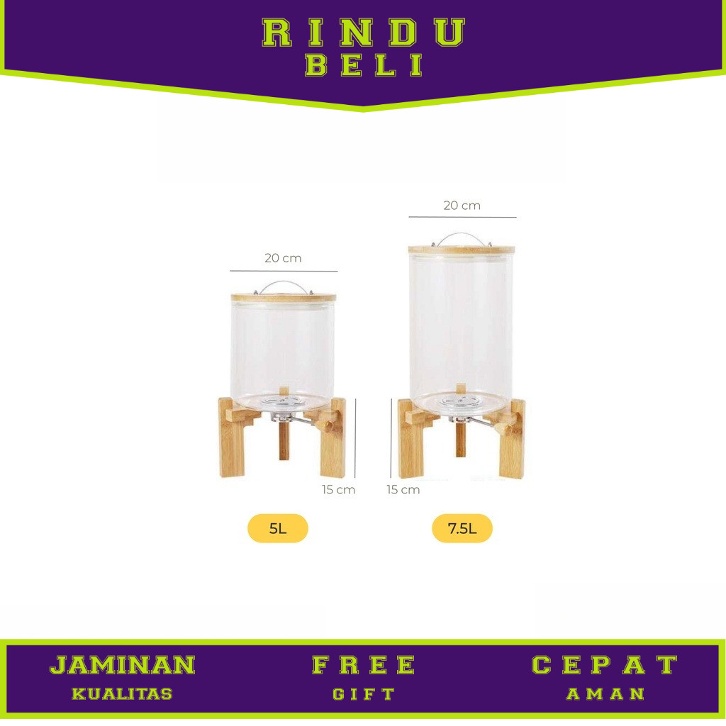 MAZI Rice Dispenser Tempat Penyimpanan Beras Wooden Rice Dispenser Dispenser Beras Kayu Tempat Penyi