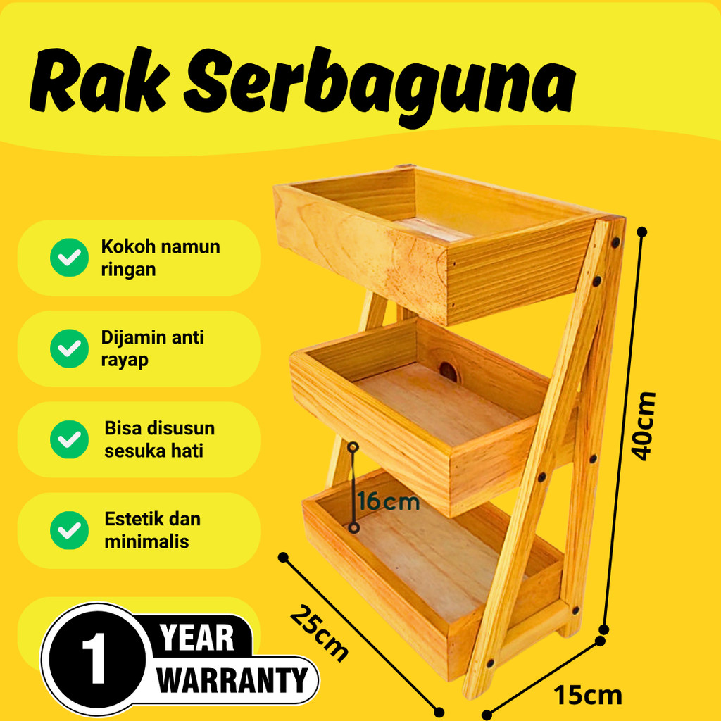Rak Bawang Susun KAYU JATI Gratis Stiker Tempat Telur Bumbu Dapur Unik Aesthetic Kualitas Premium