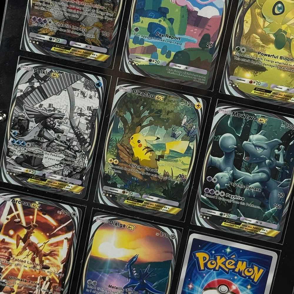 8Pcs/set Anime PTCG Collection Cards Mewtwo Arceus Giratina Palkia Dialga Embossed Texture Flash Car