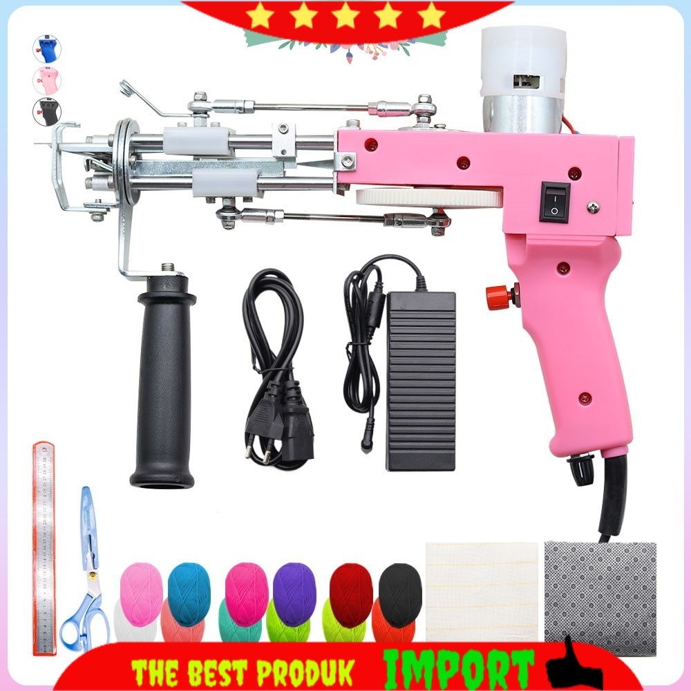 PROMO Upgrade 2 In 1 Electric Carpet Tufting Gun hand Gun Carpet weaving flocking Machine Loop Pile 