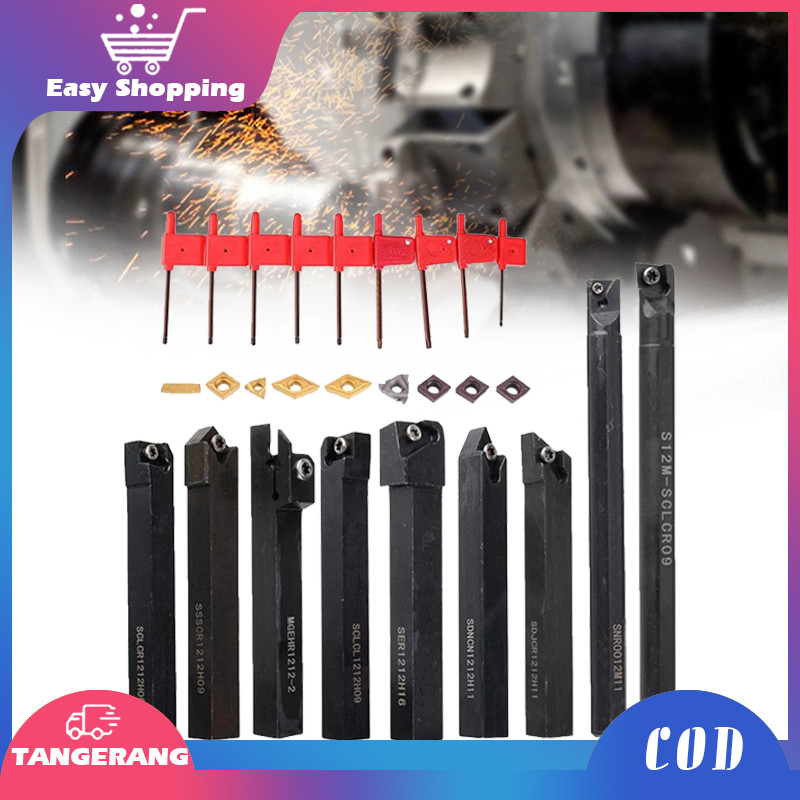Holder Bubut Insert 27pcs/Set Cnc Turning Tool Holder Bubut Luar Dalam 12mm Carbide Insert Lathe Bor
