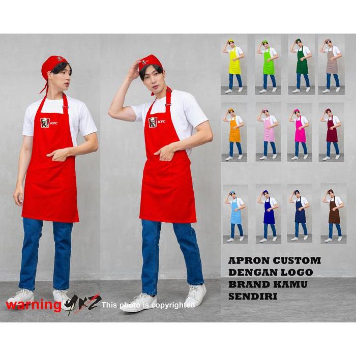 APRON CUSTOM/APRON CELEMEK BARISTA FULL BODY CUSTOM BORDIR/PRINTING - APRON POLOS