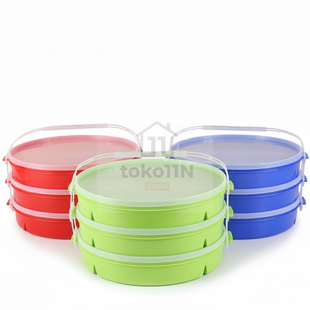 Rantang Catering Bulat Susun 3 Tantos Lunch Box Kotak Makan