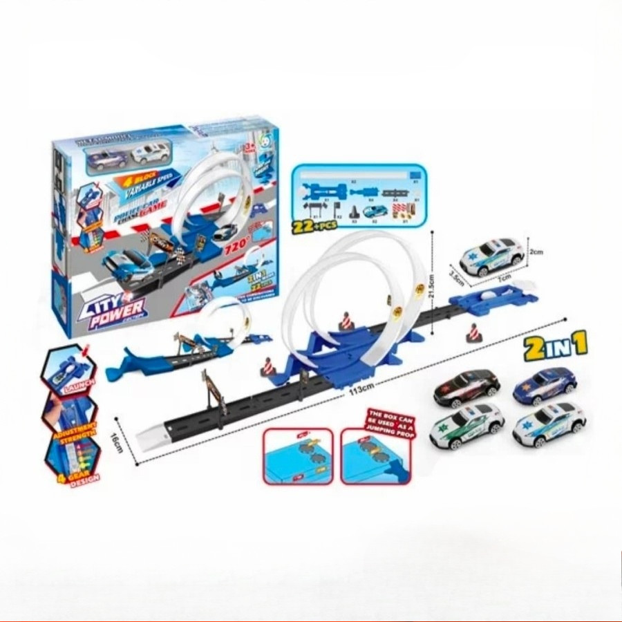 Ejection City Power 22Pcs Racing Track Mainan Mobil Balapan City Power Mainan Anak