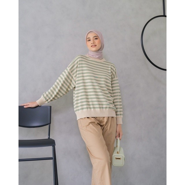 STORELABASS Mahara - Blouse Rajut - PAMELA - Stripe Blouse - Baju Agustusan