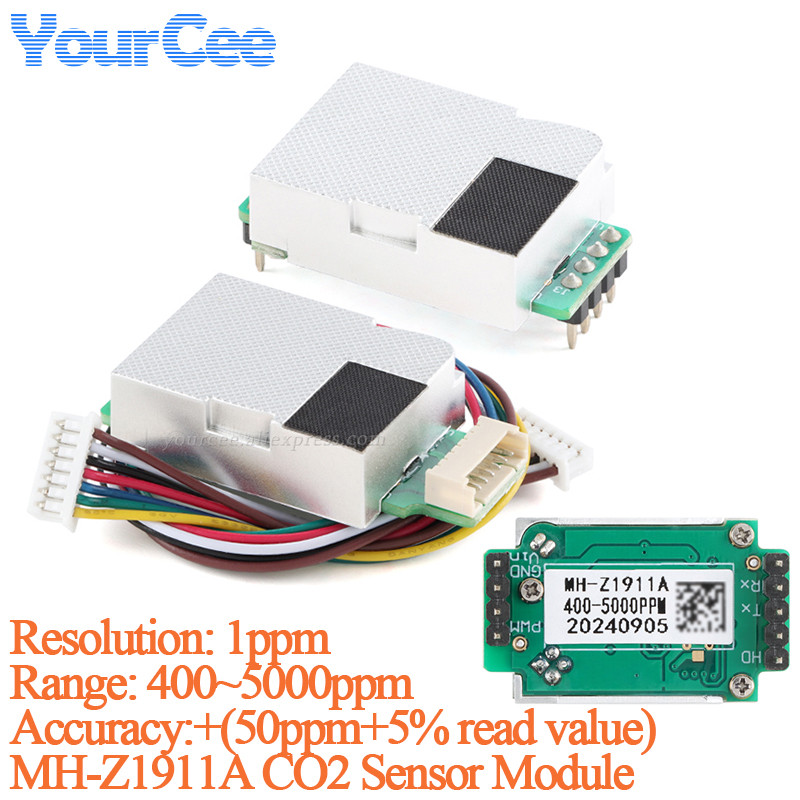 2pcs/1pc MH-Z1911A MH-Z19 NR CO2 Carbon oxide Air Gas Sensor Module MHZ19 Infrared IR 400-5000ppm fo