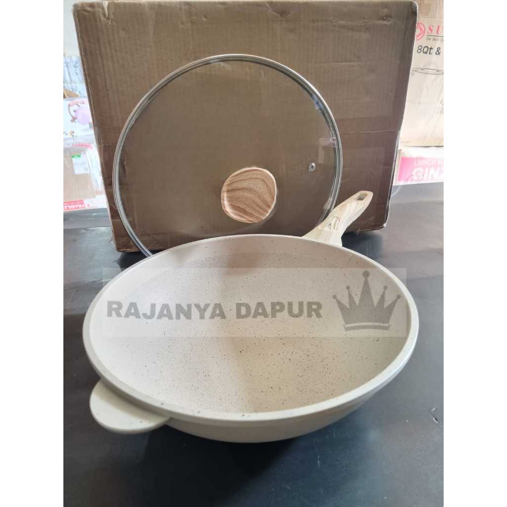 Wajan anti lengket kabuto - Wajan coating granite - wajan keramik kabuto - wokpan keramik tutup kaca