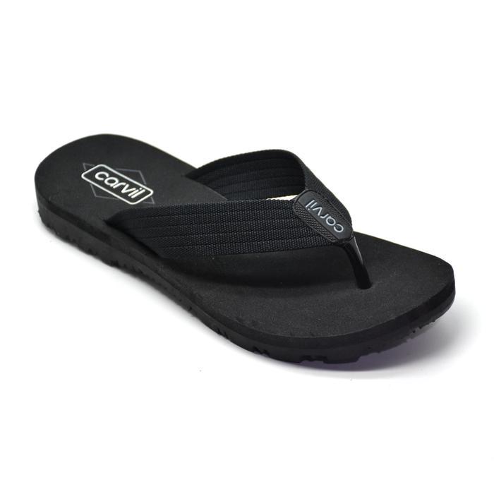 (Style Mall.id) Carvil Sandal Jepit Pria LUMOS-M Flat Black - Black , 39