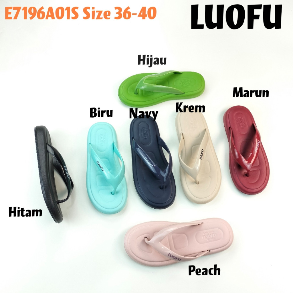 E7196A01S LUOFU ORIGINAL jelly sandal karet empuk murah jepit wanita import sendal cewek