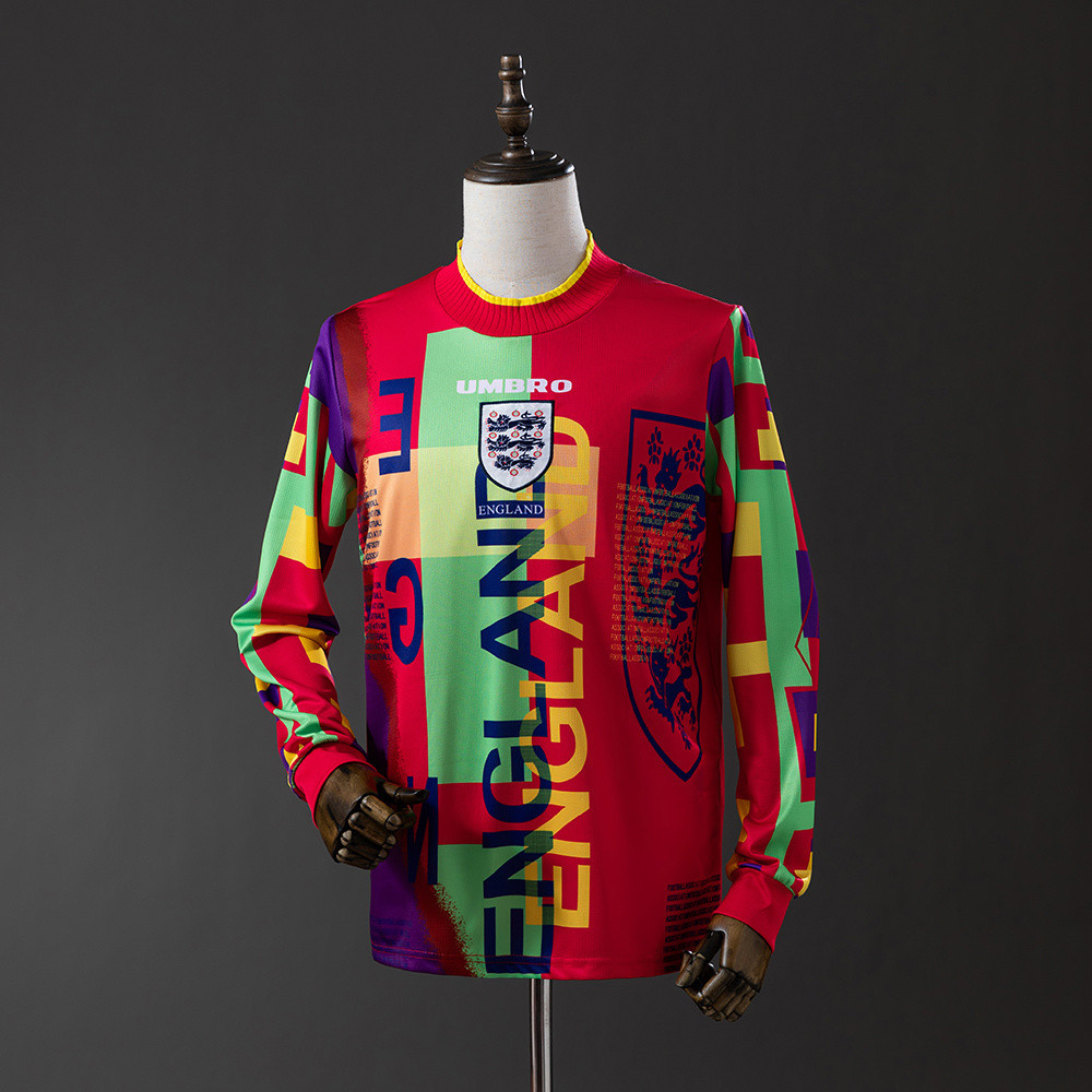 Jersey England 1996 Goalkeeper Long Sleeve Retro T shirt pria