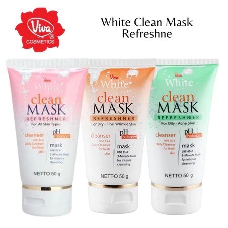 Viva White Clean & Mask For All Skin Type Masker Wajah Viva Sabun Cuci Muka Viva