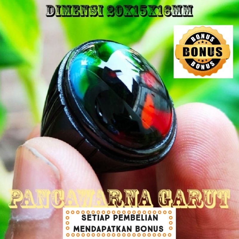 Batu Cincin Pria Panca warna garut natural super mewah HQ TERMURAH Asli