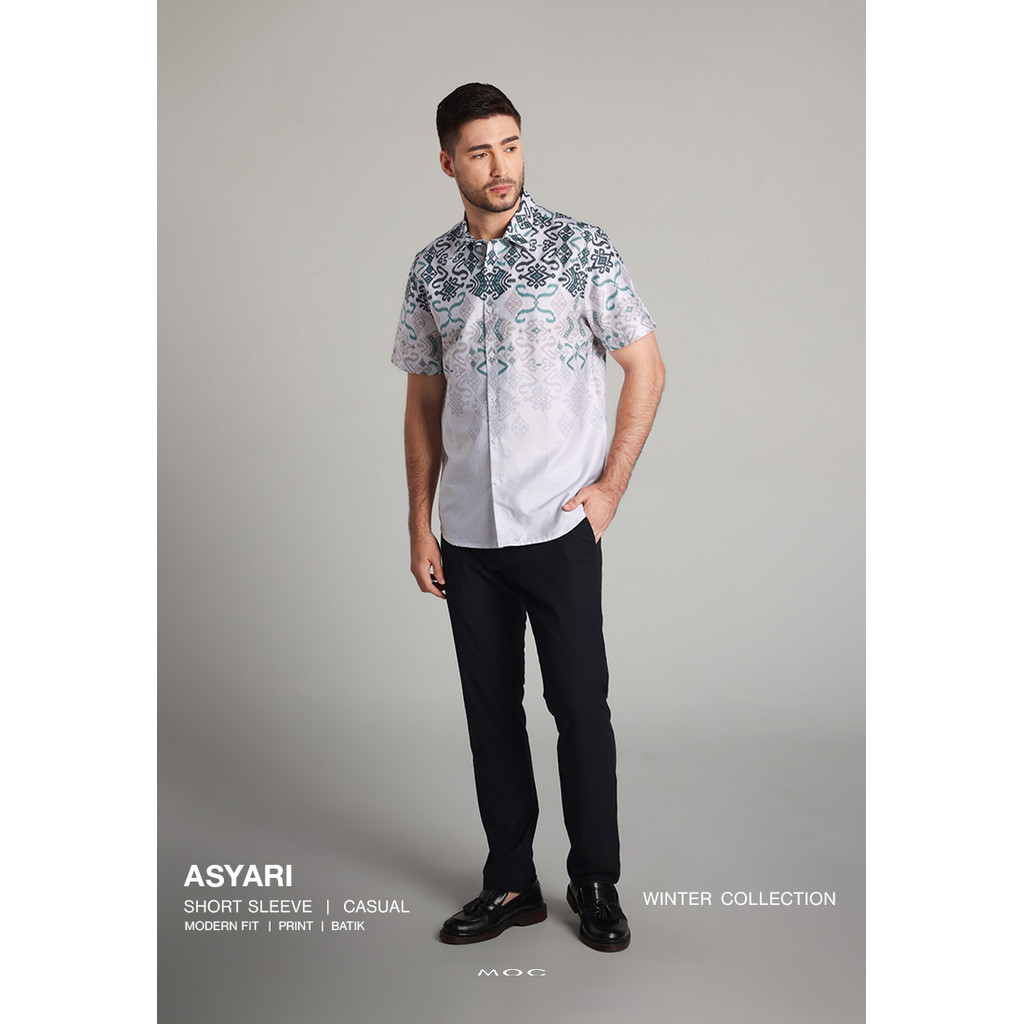 MOC - Kemeja Batik Pria Lengan Pendek Asyari - Beige