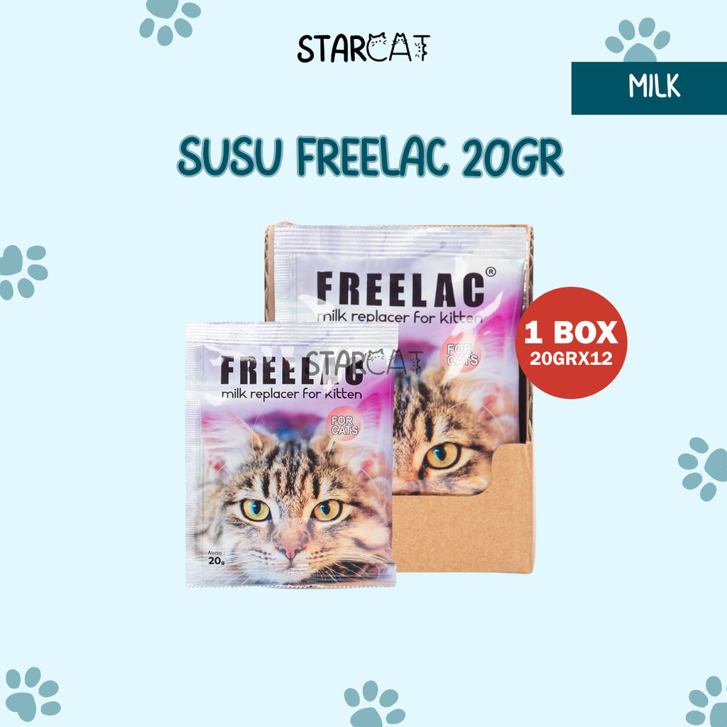 SC 1 Box 12 Pcs SUSU FREELAC 20GR Bayi Anak Kucing 0 6 Bulan Kitten Bebas Laktosa Anti Alergi