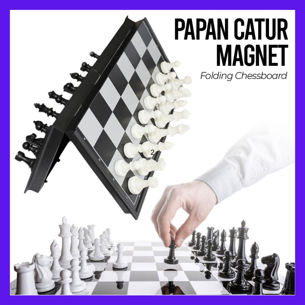 Piongpiaa-PAPAN CATUR Permainan Papan Catur Magnet Folding Chessboard PAPAN CATUR PLASTIK PANDA LIPA