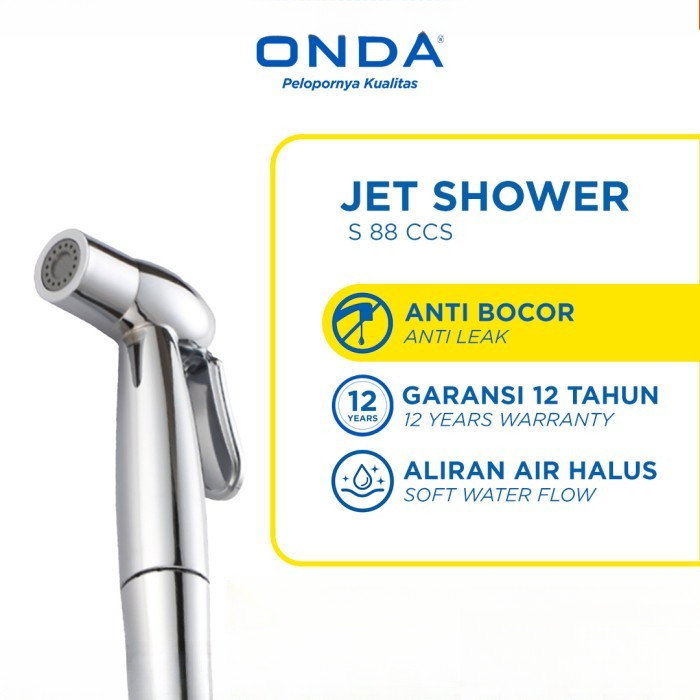 ONDA Jet Shower Bidet Cebok Bidet S 88 CCS + Selang Stainless Cebok Wc Anti Bocor Closet Washer Orig